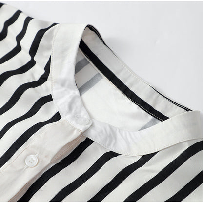 Casual Striped Round Neck Button Front Blouse✈️Buy 2 for free shipping spiyle