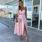 Women’s Sexy Spaghetti Strap Side Slit Backless Dress