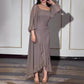 U-Neckline Solid Color Irregular Hem Maxi Dress