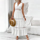 Elegant sleeveless lace edged openwork layered dress