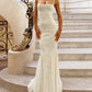 Elegant White Spaghetti Strap Backless Dress