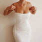 Elegant White Spaghetti Strap Backless Dress