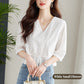 Women’s Half Sleeve V-Neck Eyelet Solid Tops