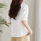 Women's Elegant V Neck Loose Fit White Blouse