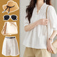 Women's Elegant V Neck Loose Fit White Blouse