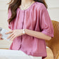 Women's Loose Breathable Round Neck Button-Down Blouse