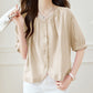 Women's Loose Breathable Round Neck Button-Down Blouse