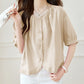 Women's Loose Breathable Round Neck Button-Down Blouse