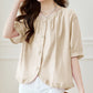Women's Loose Breathable Round Neck Button-Down Blouse