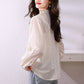 Women's Long-Sleeve Embroidered Blouse with Lace Collar