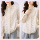 Women's Long-Sleeve Embroidered Blouse with Lace Collar
