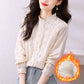 Women's Long-Sleeve Embroidered Blouse with Lace Collar
