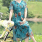 Women’s Elegant Short Sleeve V Neck Flowy Dress