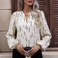 Elegant Round Neck V-Front Lantern Sleeves Tops