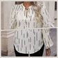 Elegant Round Neck V-Front Lantern Sleeves Tops