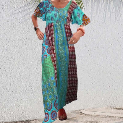🔥49% OFF🔥Women’s Bohemian Patchwork Colorful Maxi Dress
