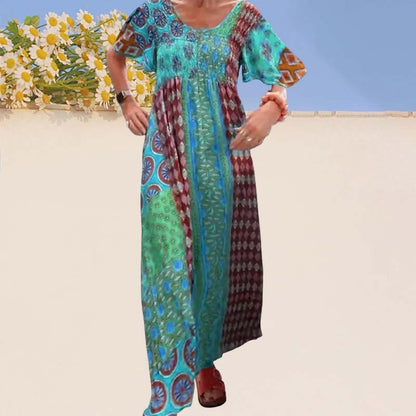 🔥49% OFF🔥Women’s Bohemian Patchwork Colorful Maxi Dress