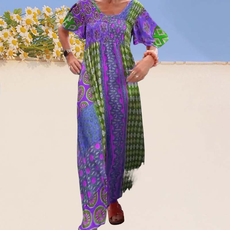 🔥49% OFF🔥Women’s Bohemian Patchwork Colorful Maxi Dress