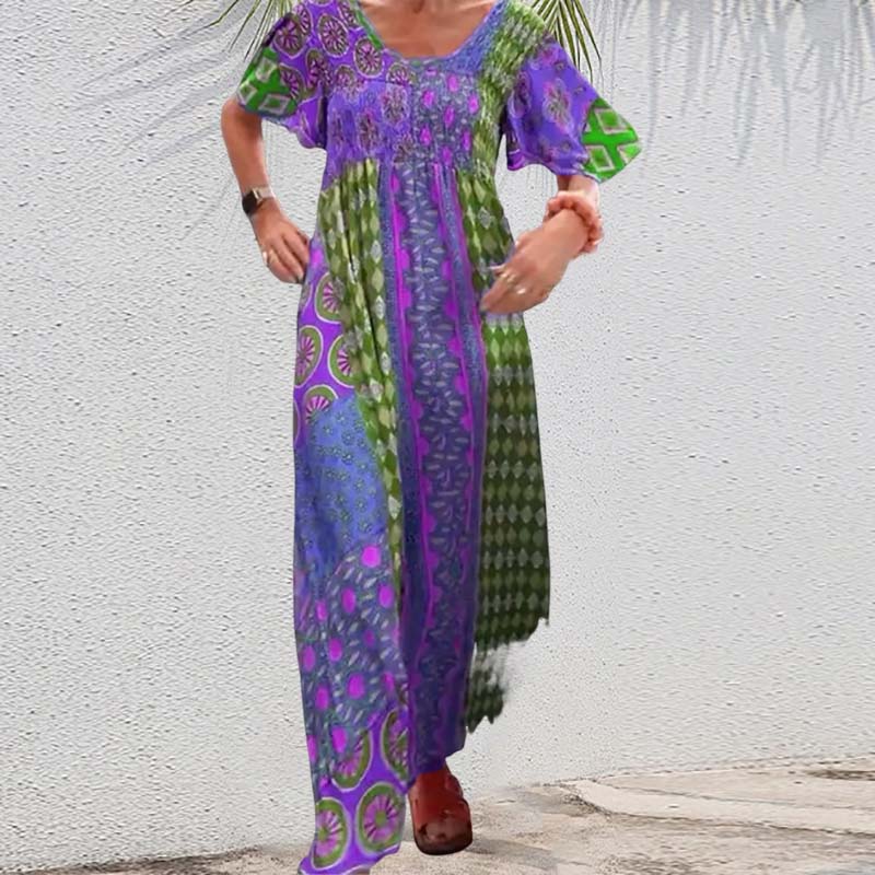🔥49% OFF🔥Women’s Bohemian Patchwork Colorful Maxi Dress