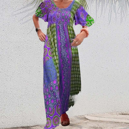 🔥49% OFF🔥Women’s Bohemian Patchwork Colorful Maxi Dress