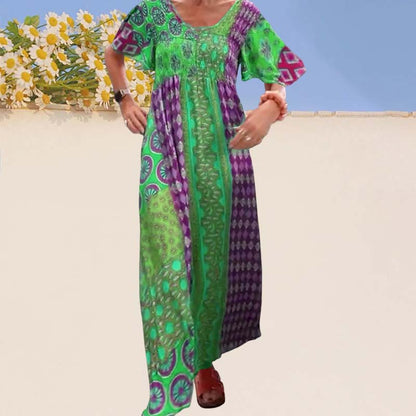 🔥49% OFF🔥Women’s Bohemian Patchwork Colorful Maxi Dress