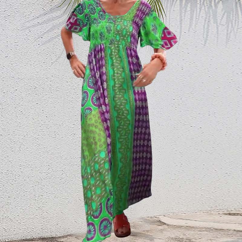 🔥49% OFF🔥Women’s Bohemian Patchwork Colorful Maxi Dress