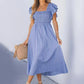 Women’s Elegant Striped Ruffled Midi Dress