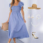Women’s Elegant Striped Ruffled Midi Dress