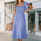 Women’s Elegant Striped Ruffled Midi Dress