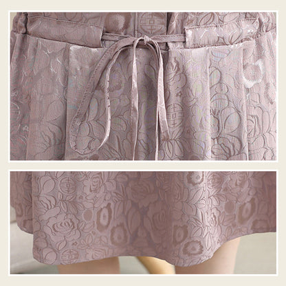 Fashion Breathable Printed Botton-Down Tie Waist Dress