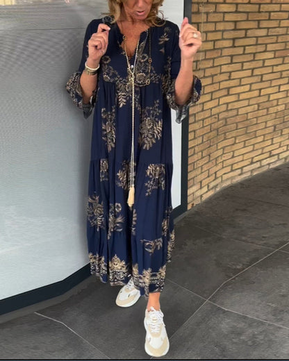 🌸Spring Specials💐 Loose-Fitting Vintage V-neck Dress