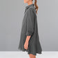 Women's Solid Color Long-Sleeve Lapel Shirt with Ruffled Hem