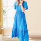Fashion Casual Ruffle Sleeve V-Neck Pleated Dress