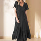 Fashion Casual Ruffle Sleeve V-Neck Pleated Dress