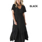 Fashion Casual Ruffle Sleeve V-Neck Pleated Dress