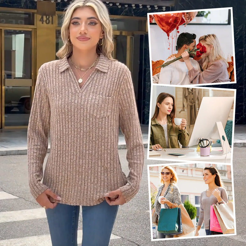 free shipping📦Women's Collared V-Neck Sweater