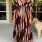 🔥Casual Print V-Neck Waist Wrap Long Dress