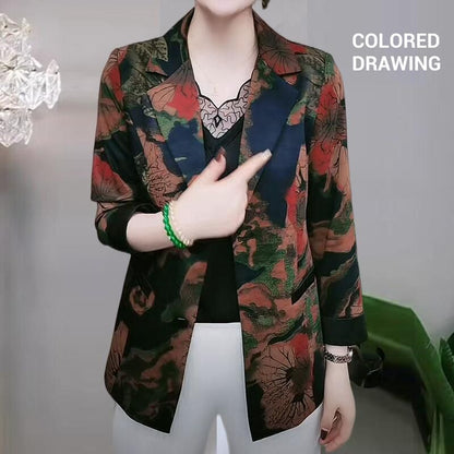 free shipping📦Women’s Stylish Flower Print Lightweight Suit Jacket