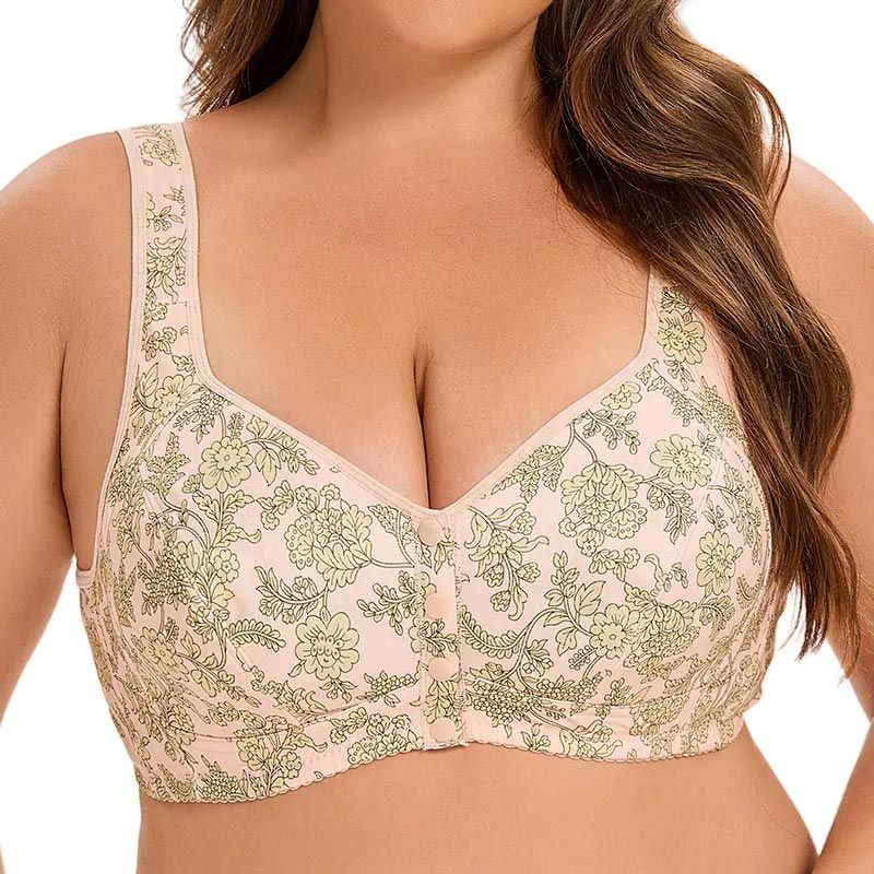 6pcs Fashionable Printed Front-closure U-back Bra for Women