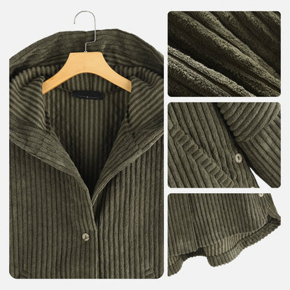 🍂Fall Specials🍂Casual Solid Color Thickened Hooded Button Coat