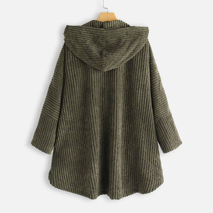🍂Fall Specials🍂Casual Solid Color Thickened Hooded Button Coat