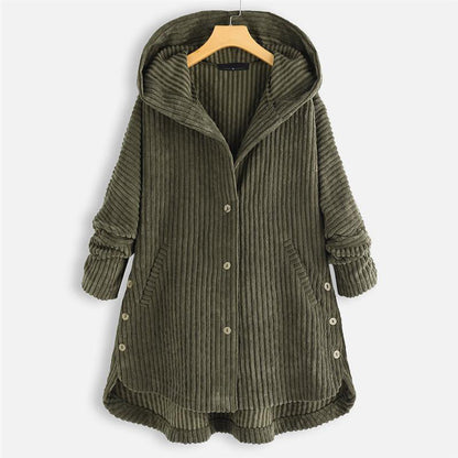 🍂Fall Specials🍂Casual Solid Color Thickened Hooded Button Coat