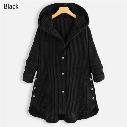 🍂Fall Specials🍂Casual Solid Color Thickened Hooded Button Coat