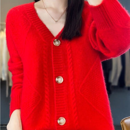 🍂Fall Specials🍂Women's Loose Slouchy Faux Cashmere Button Front Cardigan Sweaters