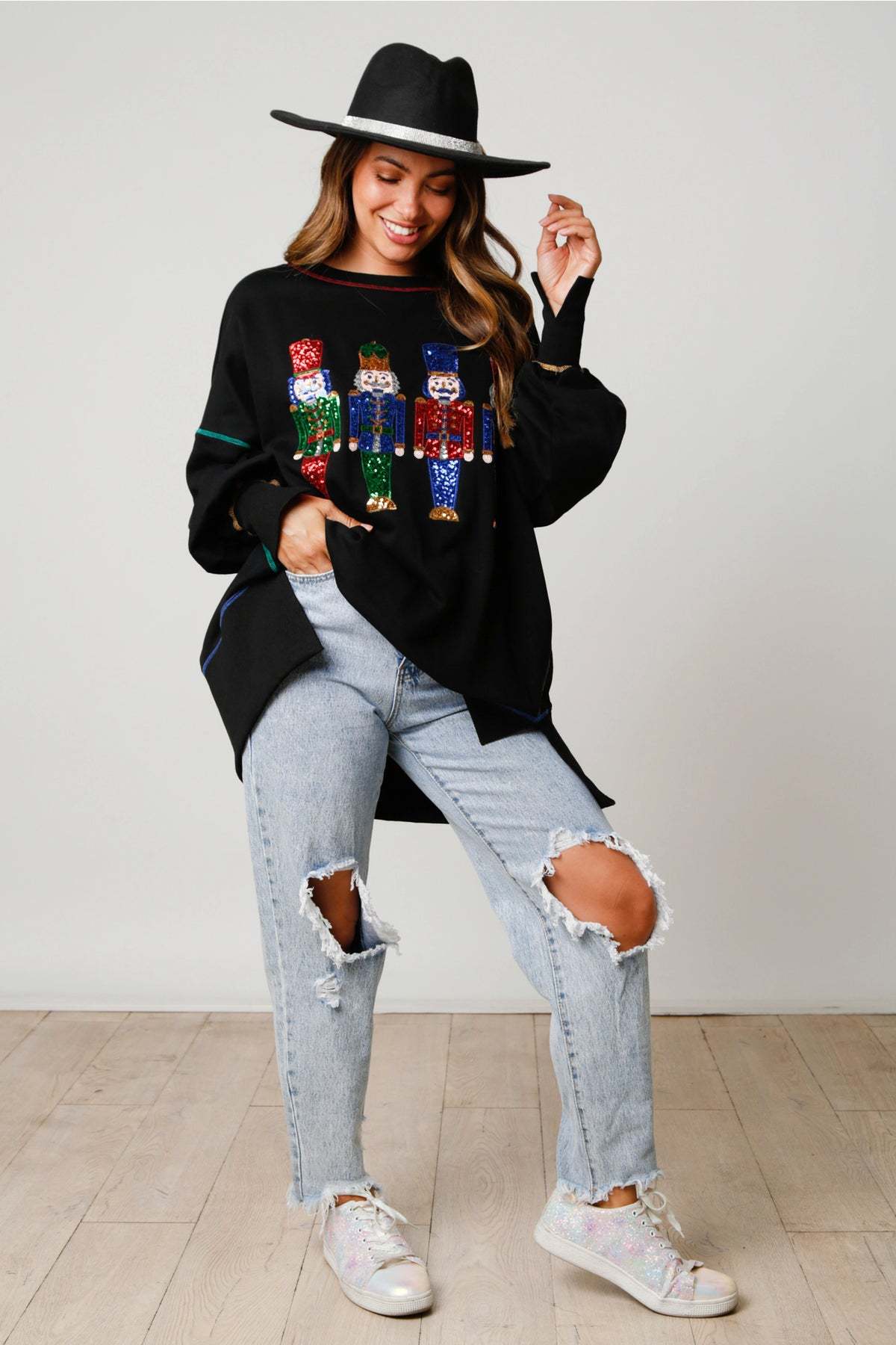 🍂Fall Specials🍂Christmas sequin print crew neck long sleeve sweatshirt