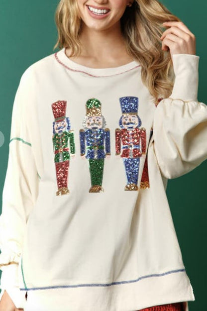 🍂Fall Specials🍂Christmas sequin print crew neck long sleeve sweatshirt