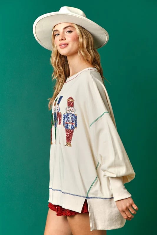 🍂Fall Specials🍂Christmas sequin print crew neck long sleeve sweatshirt