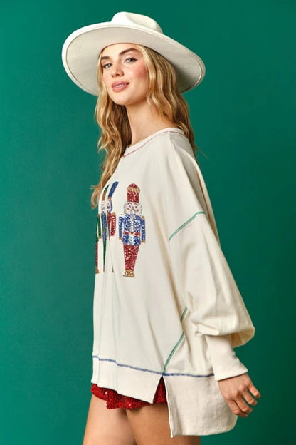 🍂Fall Specials🍂Christmas sequin print crew neck long sleeve sweatshirt