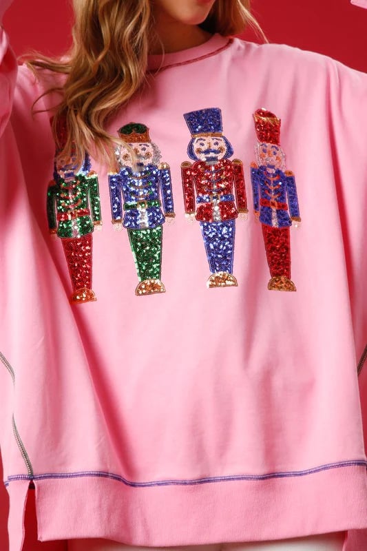 🍂Fall Specials🍂Christmas sequin print crew neck long sleeve sweatshirt
