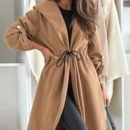 🍂Fall Specials🍂Women’s Trendy Tie Waist Hooded Long Coat